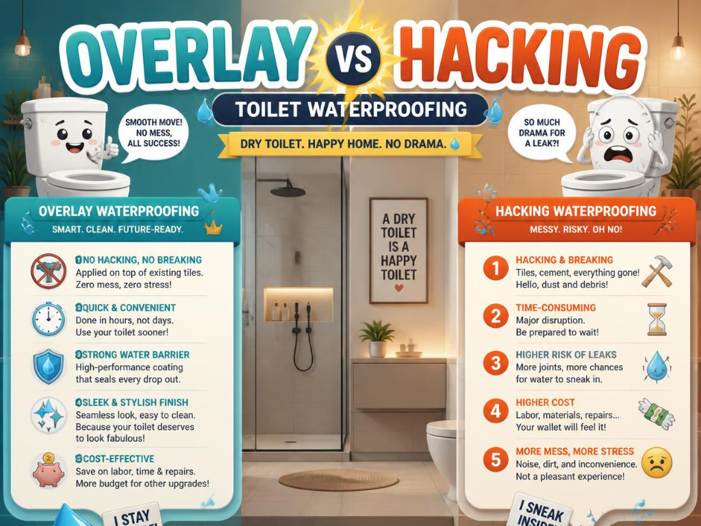 Overlay vs Hacking Toilet Waterproofing: How to Choose