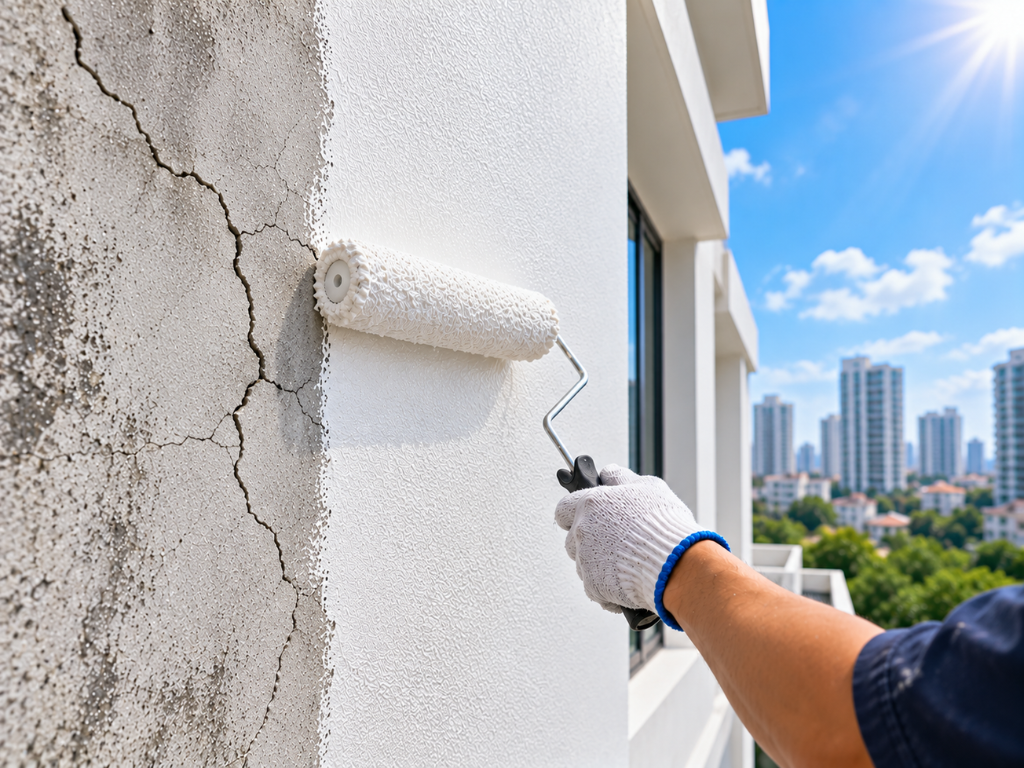 Can elastomeric paint bridge cracks through Singapore's heat and UV?